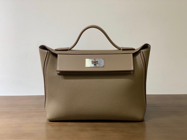 Hermes Kelly 2424 29cm Handbag in Trench Clemence Leather 